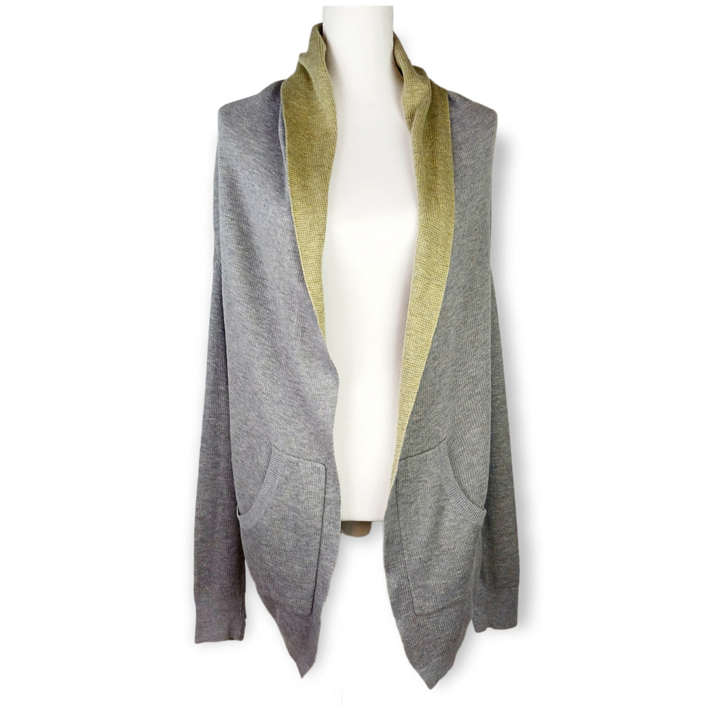 Lululemon SZ 6 Cabin Yogi Reversible Gray-Green Cardigan Sweater Bamboo Cashmere